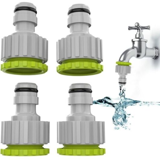 2-in-1 Tap Connector - 4 Pack, 1/2" and 3/4" Garden Tap Connector, Hose Fitting Set for Garden Irrigation