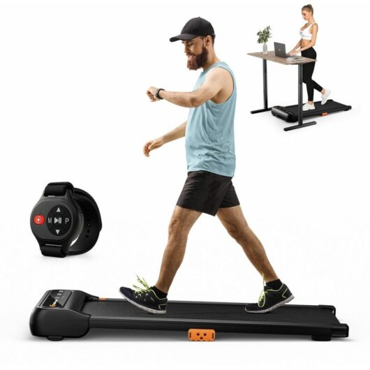 2-in-1 Walking Pad Treadmill Under Desk Running Machine LED Panel W/ 12 Programs
