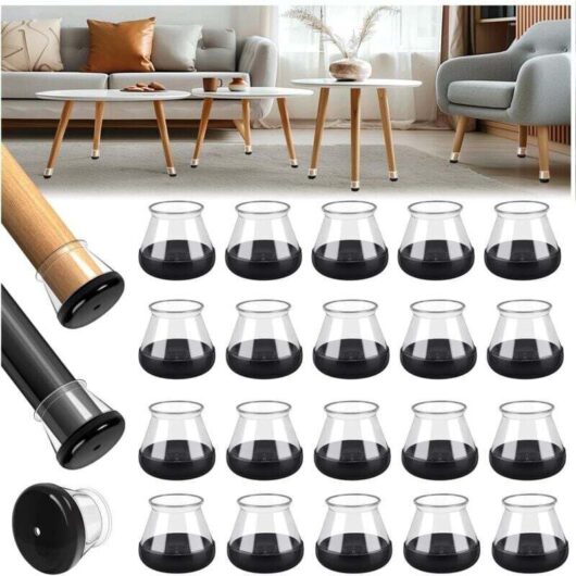 28 Pieces Chair Leg Protectors, Small Round Silicone Chair Leg Pads, Chair Leg Pads for Carpet (Fit: 13-20mm)