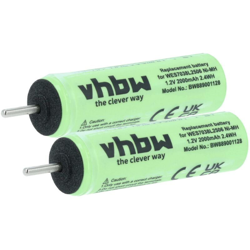 2x Battery compatible with Panasonic W835, EW1211w, W805, W845 Electric Razor (2000mAh, 1.2 v, NiMH) - Vhbw