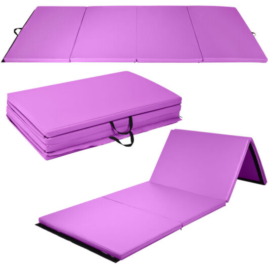 COSTWAY 240 x 116 x 5 cm Folding Soft Floor Mat Gym Mat Fitness Mat Purple