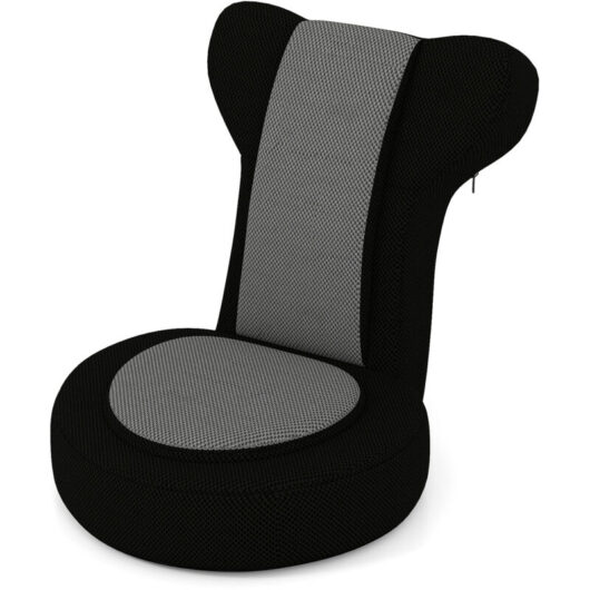 COSTWAY Floor Chair Lazy Sofa Chair with Adjustable Headrest & Backrest-Grey