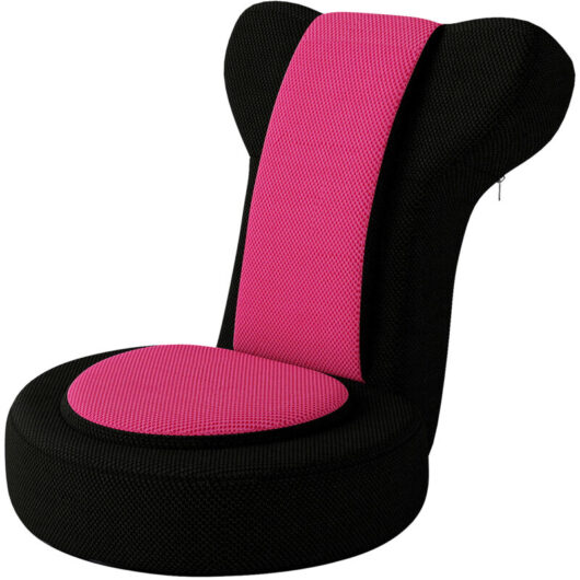 COSTWAY Floor Chair Lazy Sofa Chair with Adjustable Headrest & Backrest-Pink