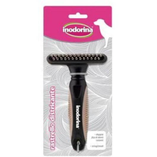 Detangling rake for dogs - Inodorina - Rounded tip teeth - For medium and long hair - Daily use
