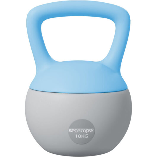Sportnow - 10KG Kettlebell with Soft Body and Non-Slip Handle, Light Blue/Grey