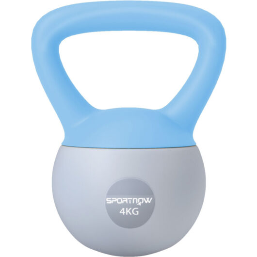 Sportnow - 4KG Kettlebell w/ Soft Body, Non-Slip Handle, Light Blue and Grey