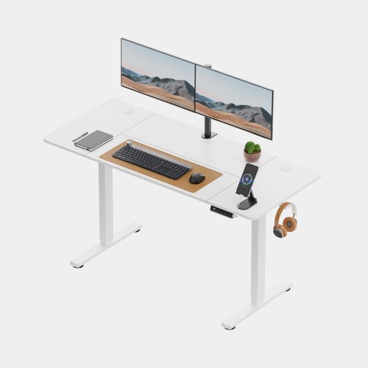 White Standing Desk 140x60cm with USB-C Charging Port