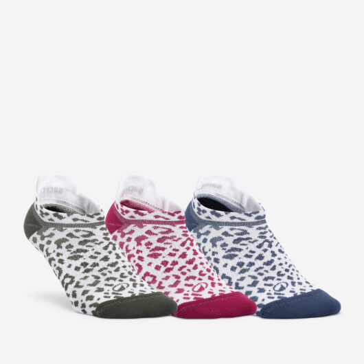 Women's Fitness Invisible Socks Tri-pack - Leopard