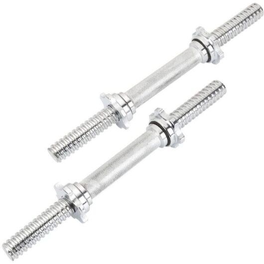 Youyijia 2PCS Dumbbell Bar 1 Inch Spinlock Olympic Dumbbell Bar Set 13.8" Chrome Free Weight Lifting Threaded Dumbbell Handles with Collars for Home