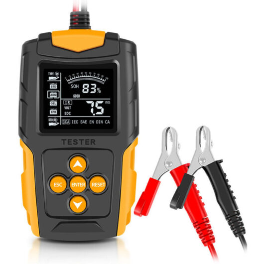 1 car battery tester 12V/24V, digital LCD screen, SOH/SOC/CCA/IR analyzer, for cars, trucks and motorcycles