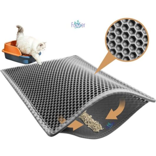 1 double-layer cat litter mat, foldable and detachable, grey, 50 × 40 cm, for indoor litter box