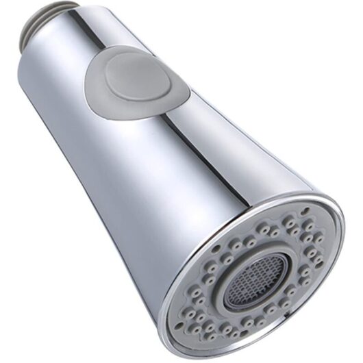 1 kitchen sink tap head, pull-out spray, 2 functions, non-return valve, G1/2, polished chrome, for modern kitchen