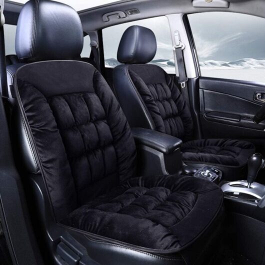 1 pc Universal Car Seat Cover Set, Universal Car Seat Covers for Front Seats, Thickened Plush Car Seat Cushion (Black)