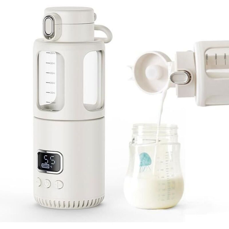 1 unit Portable bottle warmer, 18000 mAh battery, adjustable temperature 37°C to 55°C, for car, home, travel