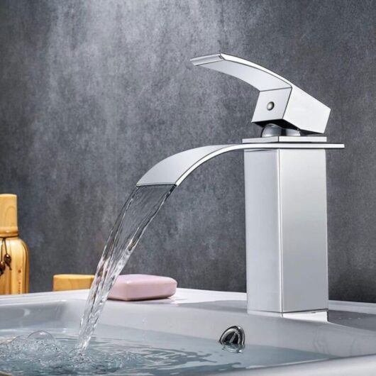 1 waterfall basin tap, chrome bathroom mixer tap, solid brass G 3/8 for modern basin