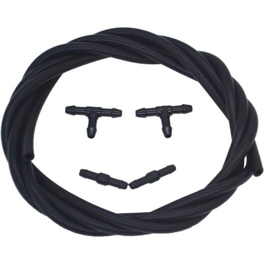 1 windshield washer hose fitting kit, 2m flexible PVC hose with 4 fittings, universal for automotive windshield wipers