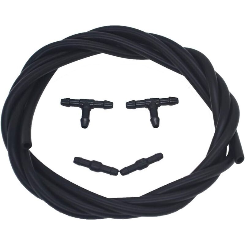 1 windshield washer hose fitting kit, 2m flexible PVC hose with 4 fittings, universal for automotive windshield wipers