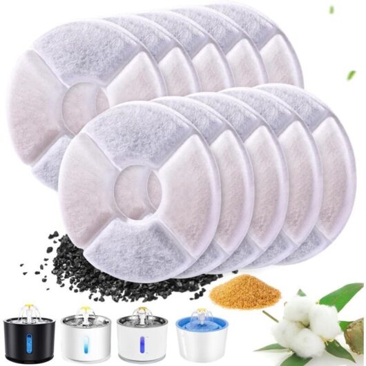 10 Pack Cat Water Fountain Filters, Round Replacement Filter for Dog/Cat, Pet Water Fountain Filter with Activated Carbon