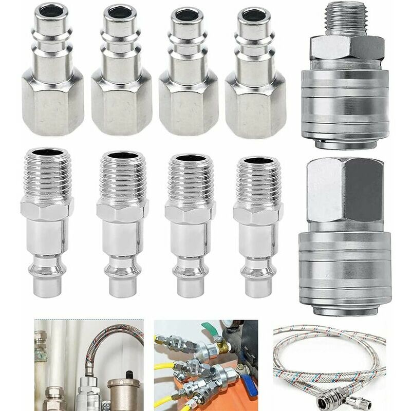 10 Pcs Compressor Quick Coupler 1/4" BSP Coupler for Tuayn Air Compress Compressor Hose Fittings Connector Male Female