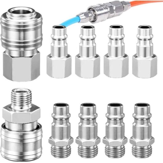 10 Pieces 1/4"BSP European Quick Connect Fitting, Compressor Fittings, 1/4 Inch Air Fitting, Pneumatic Fitting, Compressor Fitting for Pneumatic Hose
