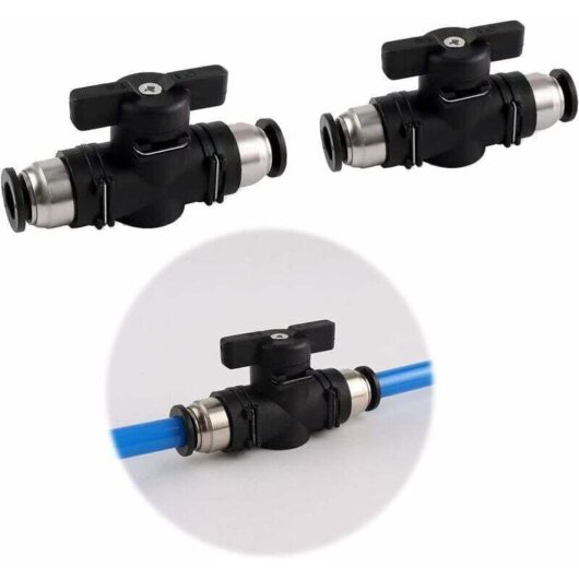 10 pcs Push Type Pneumatic Fitting, 6 mm, Black Manual Valve, for Nylon/PU/PE Hose, Pneumatic Workshops & Tools