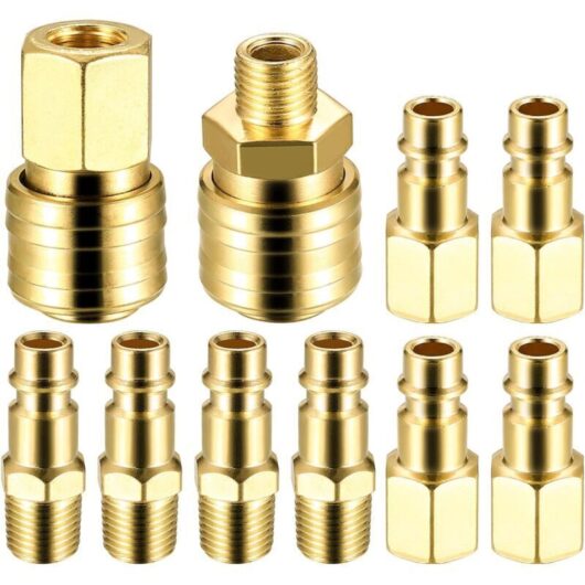 10 x Euro 1/4 NPT Compressed Air Fitting, 1/4" BSP Quick Connect Hose Flanges, Compressed Air Quick Connect Hose Fittings, Air Line Coupling Plug,