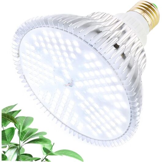 100W 150 LED white plant grow light with E27 base, suitable for indoor plants, hydroponics and greenhouses.