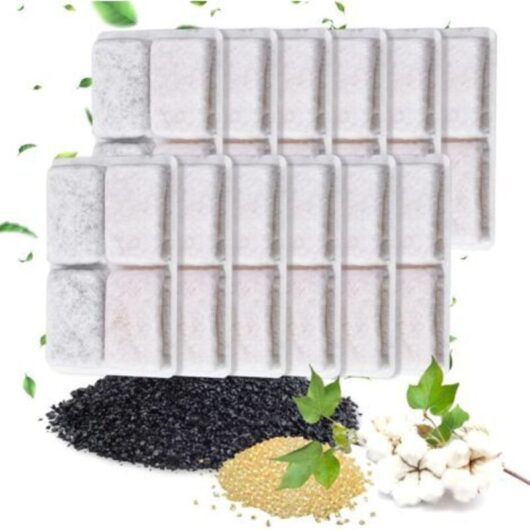 12 Pcs Cat Water Fountain Filter Square with Carbon Filter, Replacement Filter for Water Fountain, for Cats and Dogs, Automatic Water Fountain, Water
