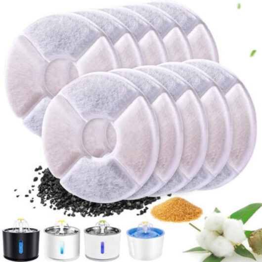 12 Pieces Round Cat Water Fountain Filter with Activated Carbon Filter, Replacement Filter for Water Fountain, for Cats and Dogs, Automatic Water