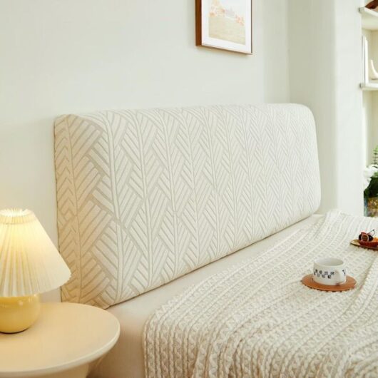180cm Beige Headboard Cover, Stretchable Protective Headboard Cover, Dustproof, Modern, Fits Most Headboards