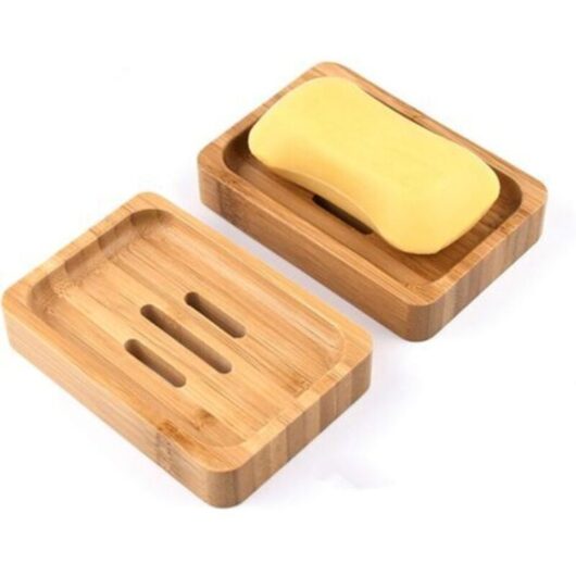 2 Pcs Natural Bamboo Wooden Soap Dish Soap Box for Bathroom Shower Soap Holders Crafts for Soap, Sponges and More