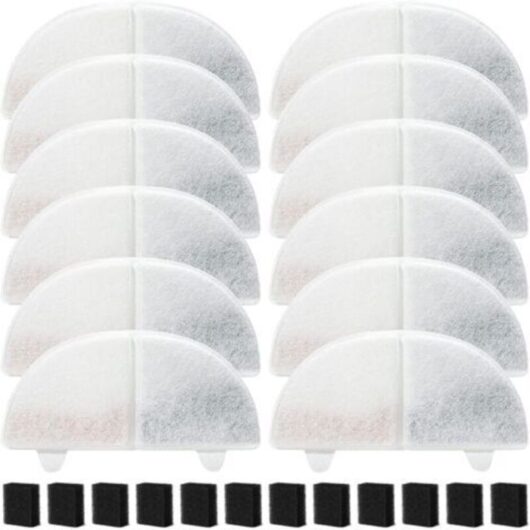 20 Packs Flower Fountain Filters for Cat, 10 Pieces Carbon Filter and 10 Pieces Foam Sponge for 20dB 2L Fountains at WF20 with Resin and Activated