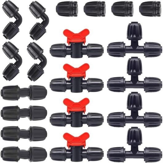 20pcs Drip Irrigation Fitting Irrigation Connection Kit Pe Pipe Connector for 16mm PE Pipe Irrigation Fittings Kit
