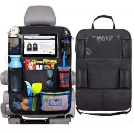 2Pcs Car Organizer, Car Backseat Protector Kids Kick Mats, Waterproof Car Seat Back Protection, Transparent Tablet Holder Car Storage, Multi-Pockets