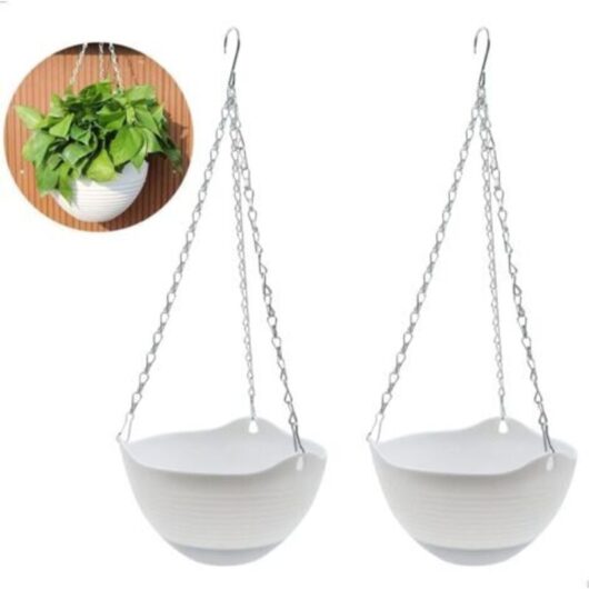 2pcs - Hanging Flower Pots for Balcony, Plastic Hanging Basket with Chain Hook - for Wall Decoration, Indoor, Outdoor, Balcony, Garden for Succulent