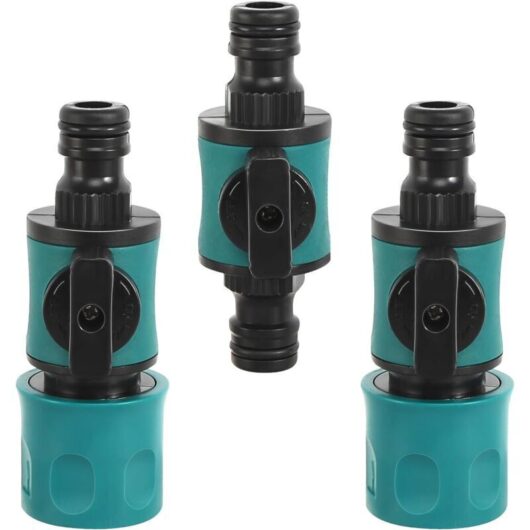 3-piece garden hose connector with regulating valve, 16mm quick-connect fittings for 1/2 inch water hoses