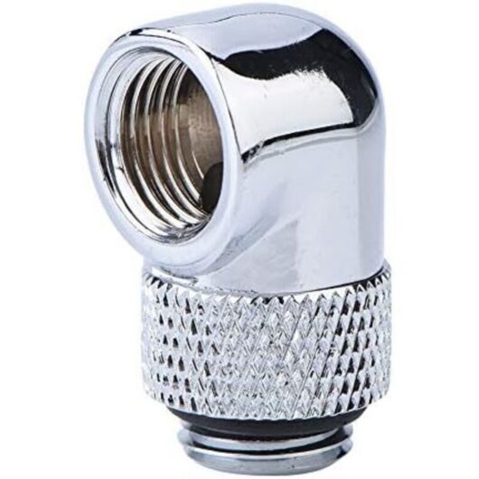 3.3x1.9x1.9xcm Silver Water Cooling Fittings, 90 Degree Rotating Angle Tube Fitting, G1/4 Thread Elbow Connector for PC Water Cooling