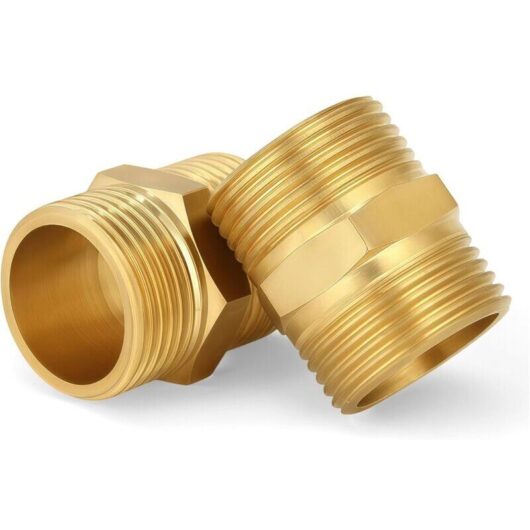 3/4" Male Double Brass Nipple, 2-Piece Hexagonal Double Nipple, Brass External Thread, for Shower Hose, Water Pressure Reducer, Water Heater Safety