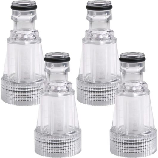 4-Piece Water Filter Set for Pressure Washers, Garden Accessories, Water Inlet Filter with 3/4-inch Fitting for Garden Fittings, Car Washing