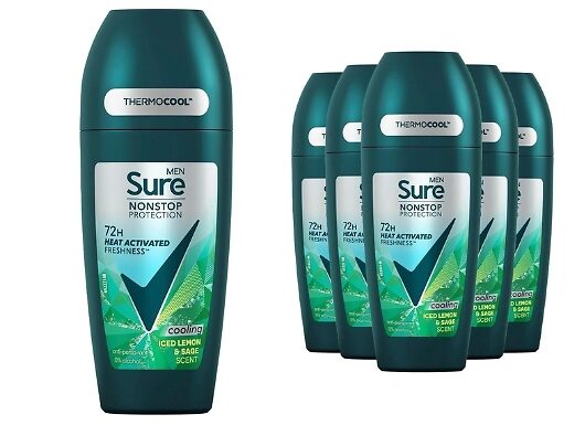 6-Pack of Sure Men's Non-Stop Protection Roll-On Antiperspirant