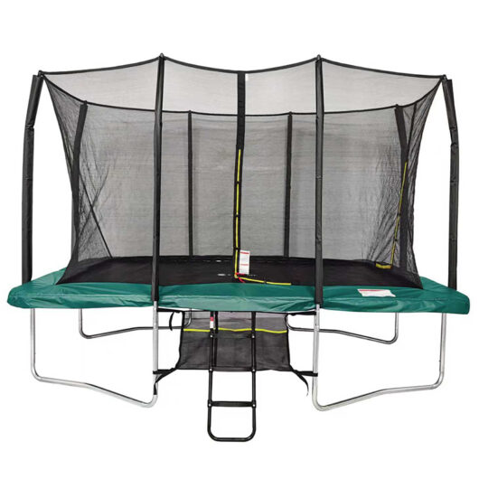 Air King Pro 8x12ft Rectangular Trampoline with Safety Enclosure Green - Free Ladder & Shoe Tidy