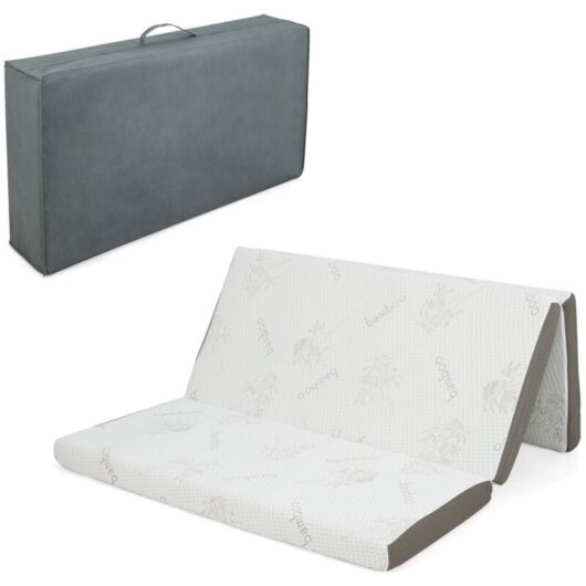 COSTWAY Double 10 cm Folding Gel-Infused Tri-fold Mattress Topper Cool Gel Memory Foam