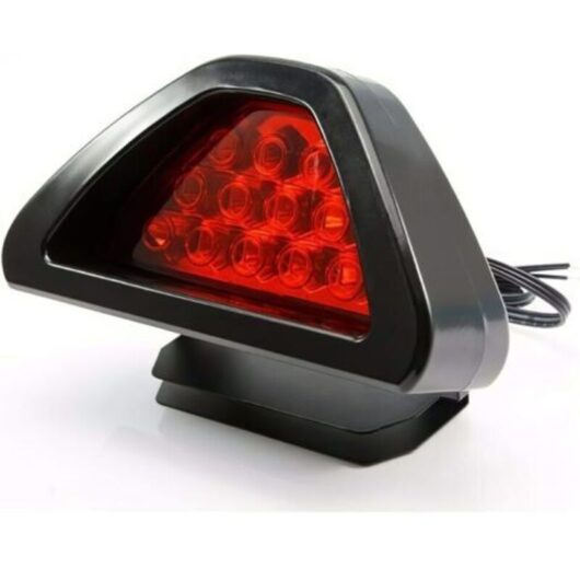 Car rear brake light, 12V universal 12 LED third brake light, strobe flash fog rear light, red light and red shell