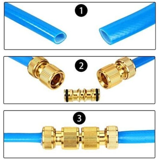 (Double male brass connector) Pack of 2 brass garden hose fittings for garden hose tap