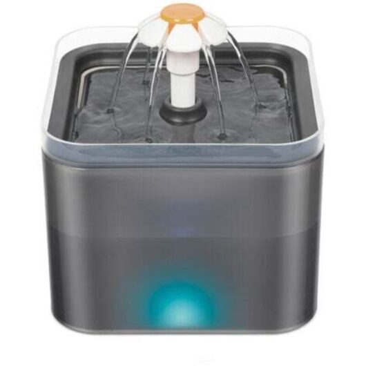 Grey Water Fountain for Cats and Dogs with LED, Ultra Quiet Automatic Water Dispenser 2L Capacity
