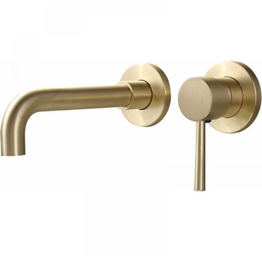 [NEVER USED] Golden Solid Brass Basin Faucet, Wall Mounted Bathroom Faucet, Brushed Brass Swivel Spout Basin Faucet