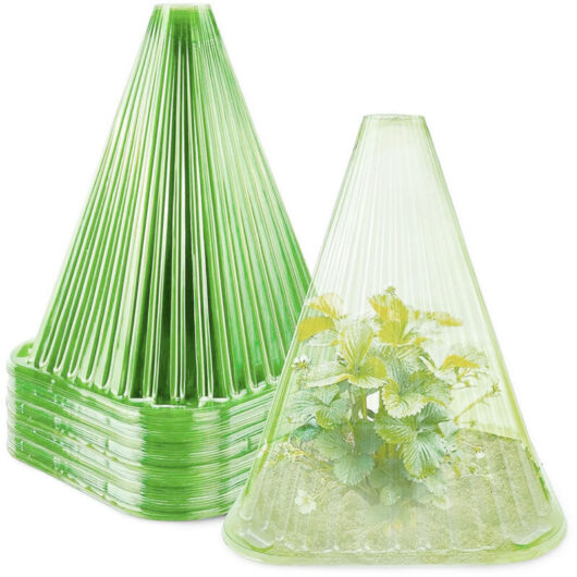 [NEVER USED] Set of 20 Reusable Green Plastic Plant Protectors - Garden Cloches with 40 Stakes for Flowers and Vegetables,