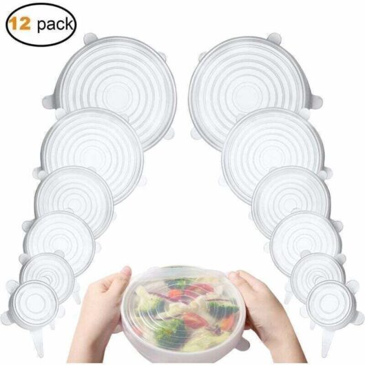 [NEVER USED] Stretchable silicone lids, silicone lids, stretchable, 12-piece stretchable silicone lids in different sizes, stretchable and healthy