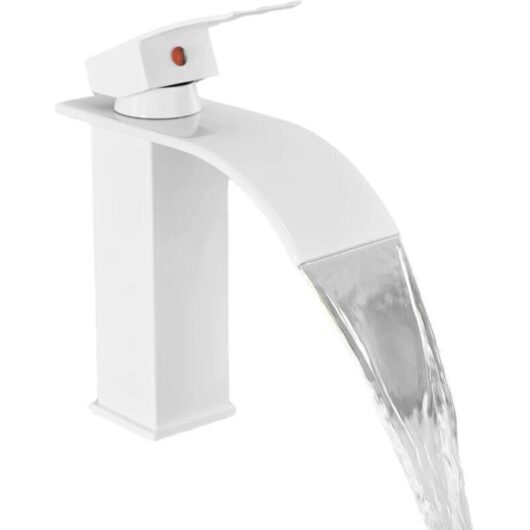 [NEVER USED] White waterfall basin mixer tap - Anti-splash - High-purity brass - 30% water saving - Easy installation without a plumber