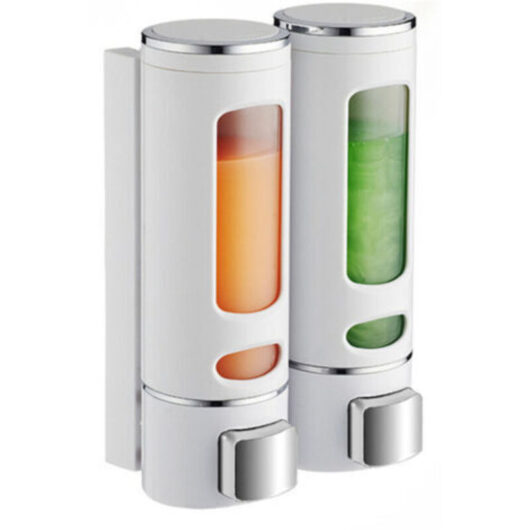 Wall Mounted Soap Dispenser 400 ML X 2, Shampoo and Shower Gel Dispenser, Double Shower Soap Dispenser, Manual Wall Mounted Liquid Soap Dispenser,